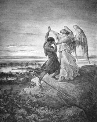 Los evangelistas creían en Jacob y el ángel luchador Jacob-angel